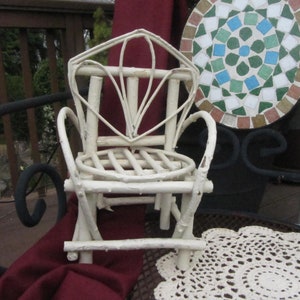 MINIATURE TWIG CHAIR, Miniature Wood Chair Mint condition 11 inch tall folk art side chair,Small Chair,Miniature Grape vine twig white chair