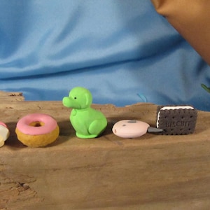 KAWAII PUZZLE ERASERS from Japan,Biscuit,fish,donut,dog, ice creame pop,5 mini erasers fork,ice cream cone,6  mini erasers,Kawaii do