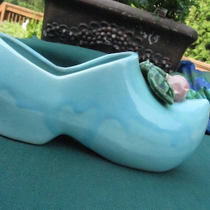 BLUE McCOY SHOE PLANTER,1950 McCoy Planter Shoe, small shoe McCoy Planter,7 inch McCoy Planter,Ceramic McCoy Blue shoe,McCoy 1950 Potter