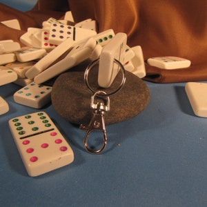 KEYCHAIN with VINTAGE DOMINO Tile , Domino Tile Keychain, Keychain White Domino Tile, Keychain, Vintage Domino Keychain, custom order domino