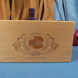 AGIO CIGAR VINTAGE Cigar Box with hinged lid wood box with only wood parts,Agio brAnd cigar box for ciagrs made in Holland,Wood Box,Agio