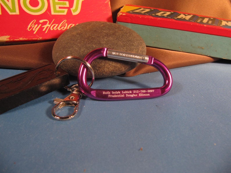 KEYCHAIN With DRAGON Domino and Carabiner Clip, Salvage Large Key Ring ...