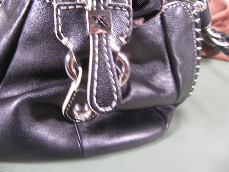MAX NEW YORK Black Handbag,Designer Handbag from New York City,Black Glam bag,medium size zipper satchel zipper leather handbag black white