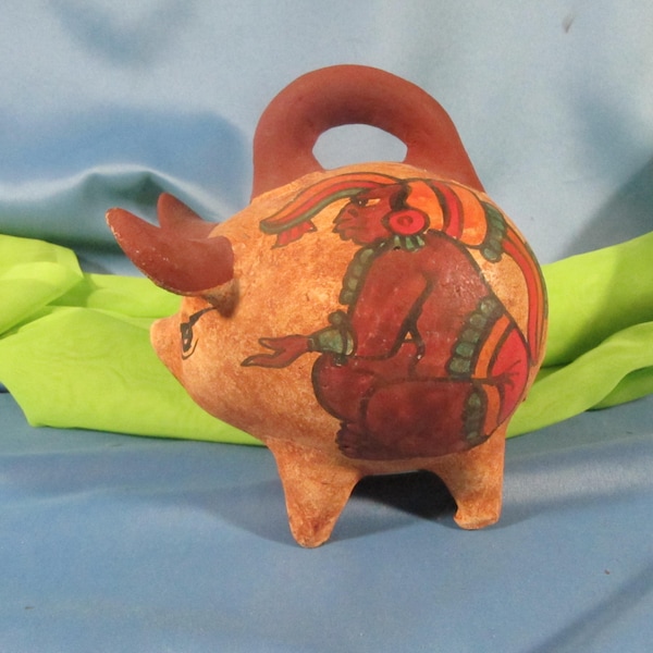 CERAMIC PIGGY BANK from Mexico, Piggy Bank of Pottery handpainted in Mexico, Mexican Piggy, Bank handpainted in Mexico, Large Piggy bank