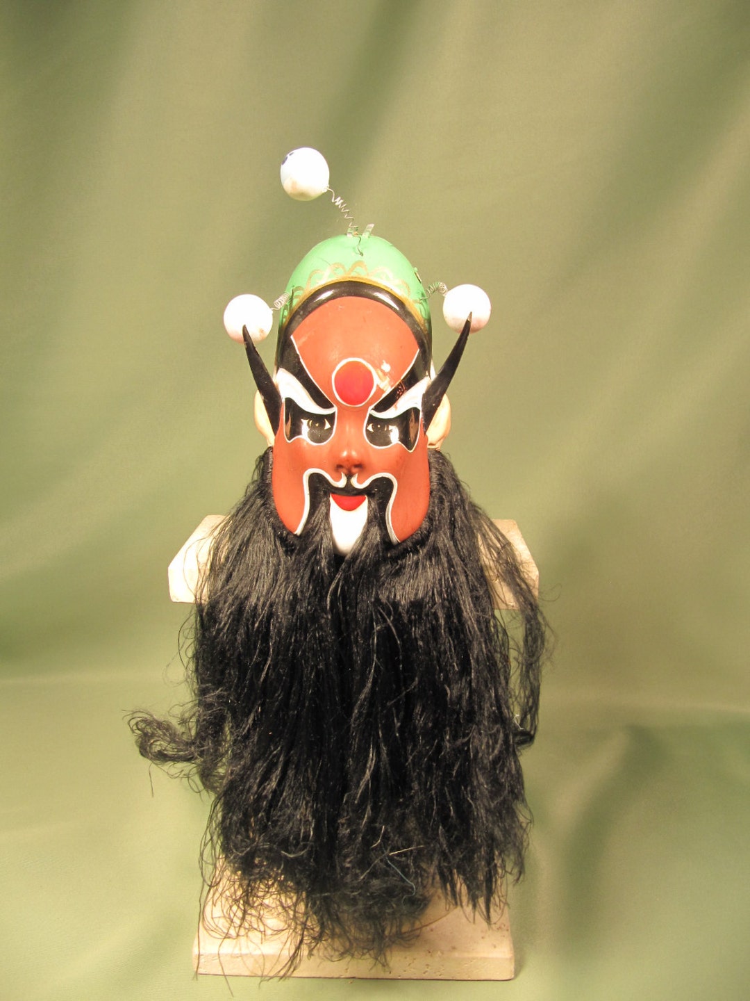 CHINESE OPERA MASK, Miniature Chinese Opera Mask Made of White Clay ...