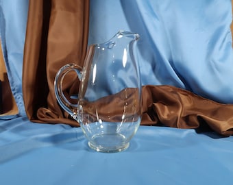 Mid Century Modern Cut Glass Water Pitcher, Sleek Design