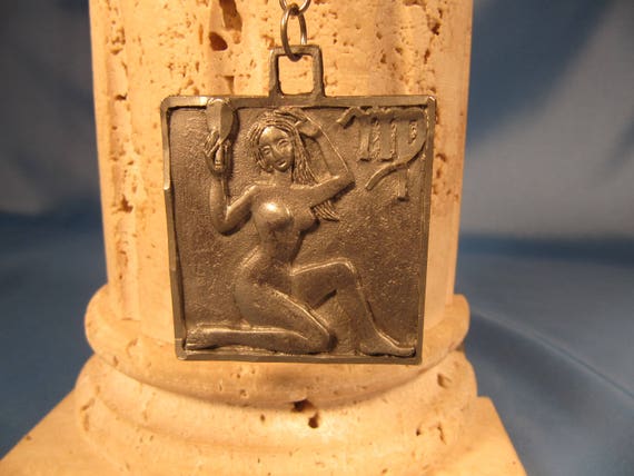 ART DECO PEWTER Pendant,Art Deco Necklace with 24