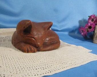 D Drewniana Ludowa Sztuka Kota Statuetka, Mała Fantazyjna Drewniana Rzeźba Kota, Malowana Ręcznie Figurka Kota, Rzeźbiona Rzeźba Kota, Dekoracja Kota, Vintage Kitty