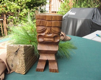 Vintage Wood Tiki Carving Monkey Totem, Wood Carving Tiki, Vintage Tiki Statue, Vintage Tiki Monkey Home Decor, Vintage Monkey Sculpture