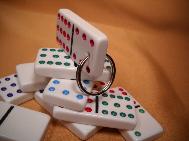 KEY RING With VINTAGE Domino Tile, Domino Tile Key-chain, Key-chain ...