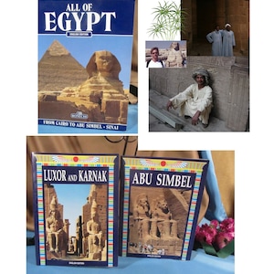 VINTAGE EGYPT BOOKS, Direct from Egypt set of three soft cover books 1999 and year 2000, high gloss Egyptian Picture Books, Egyptology books