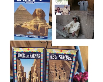 VINTAGE EGYPT BOOKS, Direct from Egypt set of three soft cover books 1999 and year 2000, high gloss Egyptian Picture Books, Egyptology books