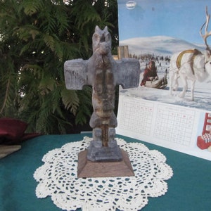 TOTEM from ALASKA, 10 Inch Tall Totem from Alaska,Alaskan Totem, Alaskan totem pole,Traditonal Totem Pole,Spiritual Totem Pole,Ketchikan mad