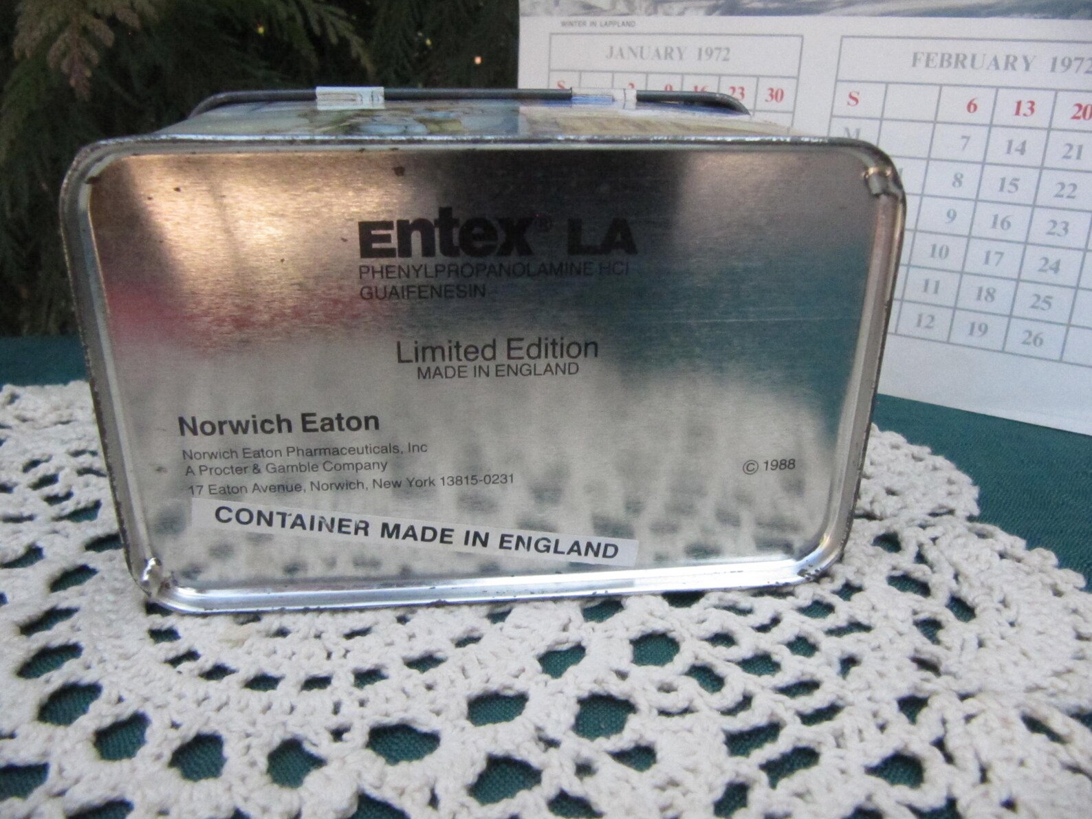 ENGLISH TIN BOX Entex La Norwich Eaton Pharmaceuticals Etsy