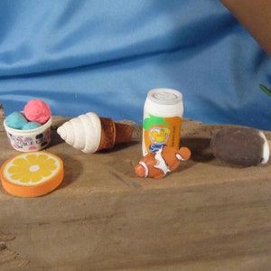 KAWAII PUZZLE ERASERS from Japan,fish,soda can,Ice cream pop, ice cream cone, dish of ice cream mini erasers,5 mini erasers,Kawaii era