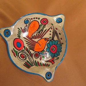 NEON MEXICAN ART, Mexican Folk Art Pottery Plate hand painted, terra cotta dish with neon colors Mexican Pottery Art, Vintage Folk Art, Neon