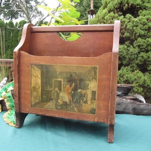 Vintage Magazine Rack, Vintage Magazine Holder, Wood Magazine Storage, Newspaper Rack, Vintage Magazine Stand, Wood Mail Organizer, MCM