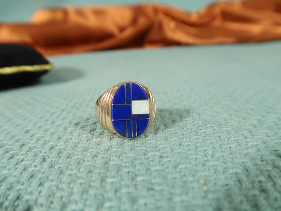 Museum Vintage Jerr Nelson Opal Turquoise Native American Jewelry Silver Ring Museum Vintage Jerr Nelson Opal Turquoise Native American Jewelry Silver Ring