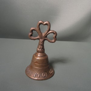 1908 ANTIQUE TINY BELL with metal Clapper, Vintage Bell , Antique Bell Chime with Clapper,Small Church Bell, Mediation bell, Brass like bell