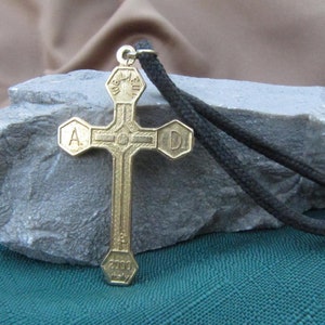 Jubilee Cross, Gold Tone Metal Cross, Religious Pendant, Antique Cross Pendant Necklace, Christian Cross, Old World Cross, Antique Crucifix