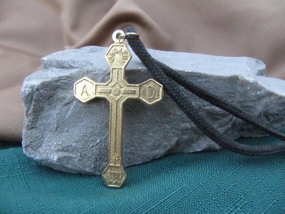 Jubilee Cross Gold Tone Metal Cross Religious Pendant Antique
