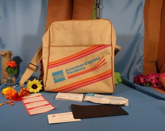 Bolso de hombro CARRY on de AMERICAN EXPRESS, equipaje de los años 70, bolso de mano hecho con el bolso de mano vintage de un empleado de American Express, bolso de mano grande