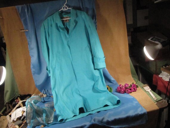 LADIES VINTAGE LINEN Dress, Gene Ewing Bis Turquoise Ladies Dress 