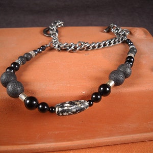 MENS STONE NECKLACE, Necklace of Stone and Chain, Mens Granite Necklace, Granite Necklace,Lava Necklace, Necklace for Men,Chain Necklace