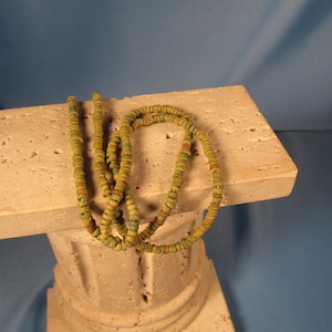 FAIENCE BEADS from Egypt, Bead Supplies, Ceramic Beads, Egyptian beads, Green Faience Beads Direct from Egypt, 23 inch string of Faience
