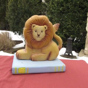 LION of Wood, 7 inch tall Lion Sculpture of wood, Lion Sculpture,folk art Lion Sculpture of,Folk Art Lion of wood for childrens roomRope