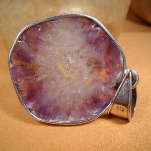 AMETHYST and SILVER PENDANT, Slice of Amethyst encased in silver, Amethyst Pendant, Amethyst Jewelry, Healing Amethyst, Slice of Amethyst, image 5