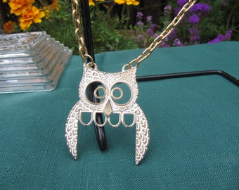 Coro Owl Necklace, Coro Owl Pendant, Vintage Gold Tone Owl Pendant 1969, Animal Jewelry, Owl Jewelry, Valentine's Day Gift For Girlfriend