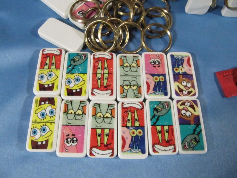 KEY RING With SPONGEBOB Squarepants Domino Tile, Domino Tile Key-chain ...