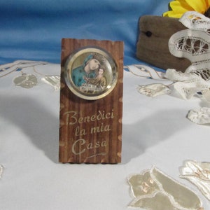 Santa Maria Mater Domini Benedici la mia Casa, Plaque of Byzantine Mary holding baby Jesus by,Small Plaque of Orthodox Christian st