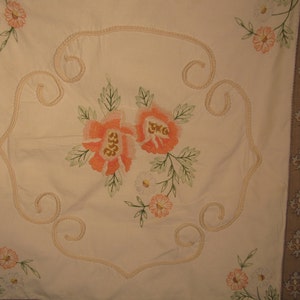 VINTAGE EMBRODIERED PILLOWCASE, Rotex Copyrighted Embrodiered Pillowcase with Zibber, Vintage White Pillow Cover with zipper and embrodiery