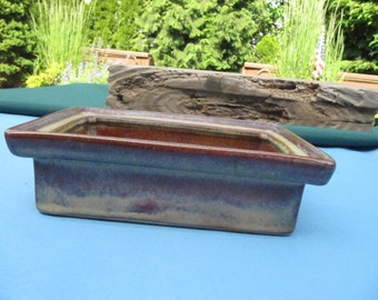 IKEBANA INSPIRED PLANTER made in America Usa,brown glaze design rectangle planter 1950 retro rectangle planter dish small brown glaze key