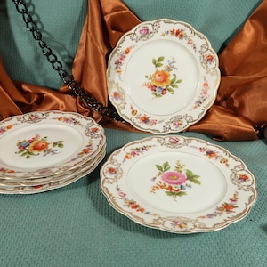 Königlich Privilegierte Tettau Bavaria 2 of Five Salad Dessert Plates Royal Tettau | Vintage German Porcelain,Antique Tettau DInner plates,