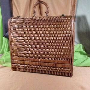 Antique Picnic Basket, Vintage Wicker Basket, Old Camping Basket, Retro Basket With Handles, Antique Storage Basket, Vintage Woven Basket
