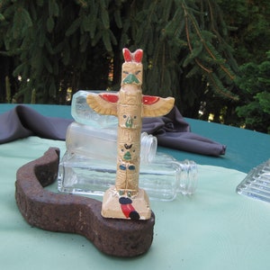 TOTEM from ALASKA, 4 Inch Tall Totem from Alaska,Alaskan Totem, Alaskan totem pole,Traditonal Totem Pole,Spiritual Totem Pole,Ketchikan made