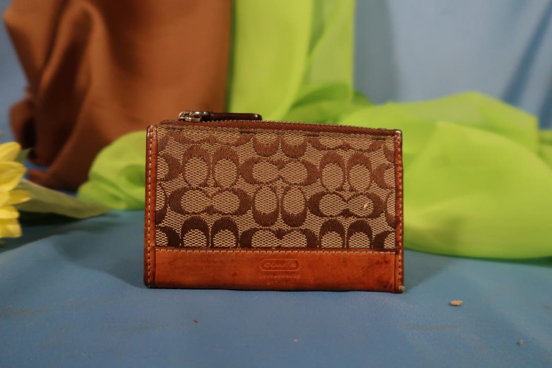小物 vintage coach 7248 KEY CASE COIN POUCH Vintage Brown Leather COACH Card Case With Key Ring - Etsy