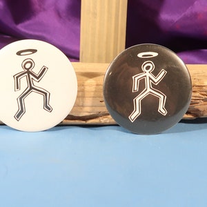 Simon Templar The Saint Cartoon Pin Back 2 inch Metal Button,new old stock Roger Moore as the saint memorabilia  lapel pin 1960 Pop tv badge