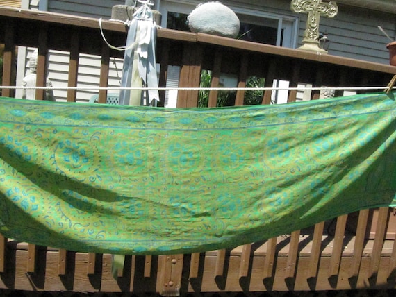 SILK SCARF of 100 PERCENT silk, 22 inch by 70 inch silk scarf,Silk Vintage unisex Long Scarf,Emerald  100 percent ladies green silk scarf