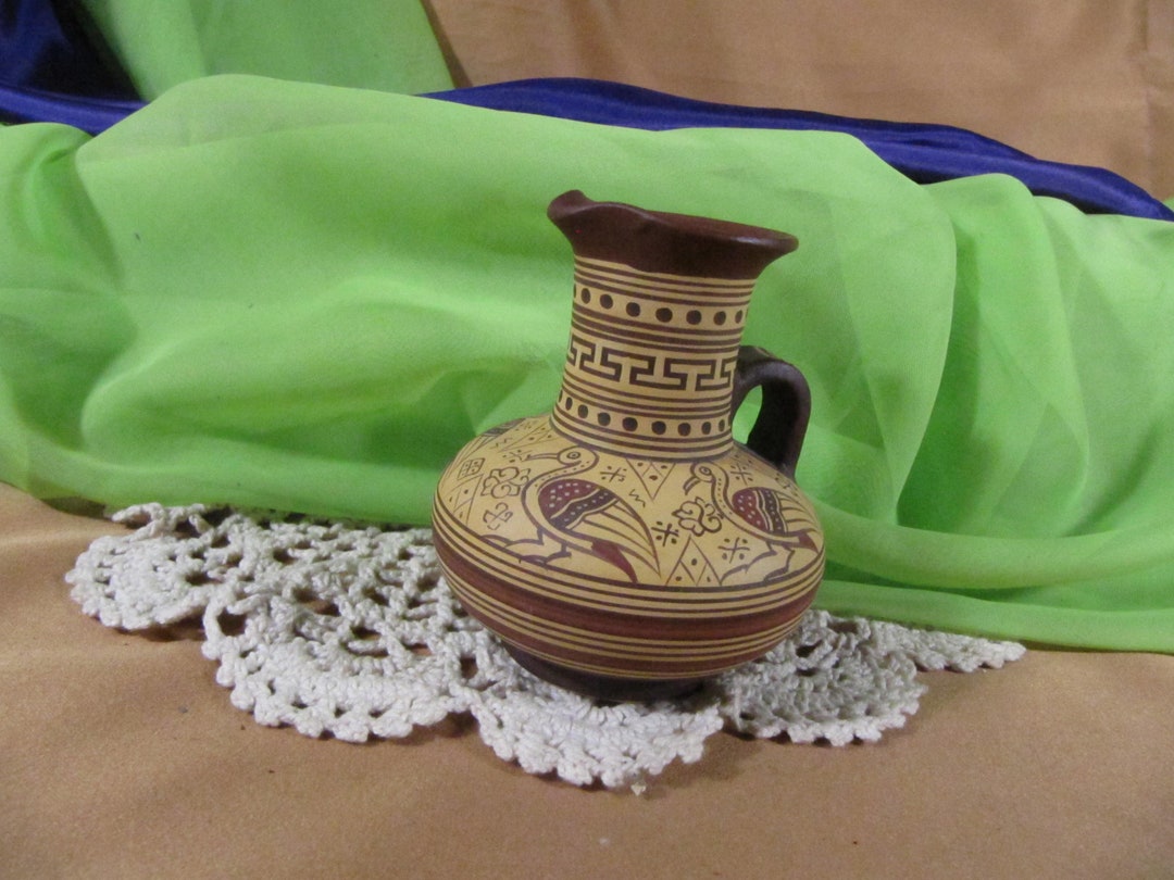 GREEK POTTERY, Hand Painted Vintage Reproduction of Ancient Greek Vessel, Vintage Reproduction