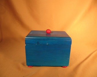 WOOD STORAGE BOX, from Thailand, Keepsake Painted Wooden Box from Thailand, Blue/Green Multi Purpose Storage made in Thainland, WoodenBox