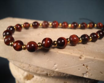 RED TIGER EYE Stretch Bracelet, Tiger Eye Stretch Bracelet, bracelet of Tiger Eye, Bracelet of red tiger Eye, Unisex Tiger Eye Bracelet, Men