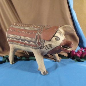 Guerrero Toliman Mexico Pottery Coin Bank Folk Art Pig, CERAMIC PIGGY BANK from Mexico, Piggy Bank of Pottery handpainted in Mexico, Mexican