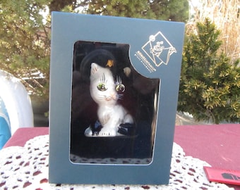 KOMOZJA TREE ORNAMENT, Poland Glass Komozja Kitten Glass Tree Ornament New Old stock, Vinate cat still in box Glass Polish Komozja Family