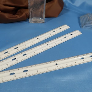 Regla de plástico vintage, regla matemática Sterling de EE. UU., material escolar antiguo, regla de metal de 30 cm, herramienta de medición vintage, regla coleccionable