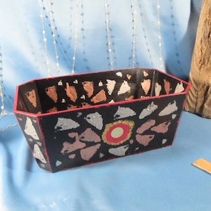 Hand Painted Wood Box, Sponge Painted Decorative Box, Multi Colored Wooden Box, Vintage Decorative Box, Antique Trinket Box, Storage Box
