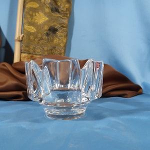 ORREFORS SWEDEN DISH, six panel Lead crystal dish by Lars Hellsten,New Old stock Orrefors Pedal dish 6 inch diamter, Swedish Lead Crystal